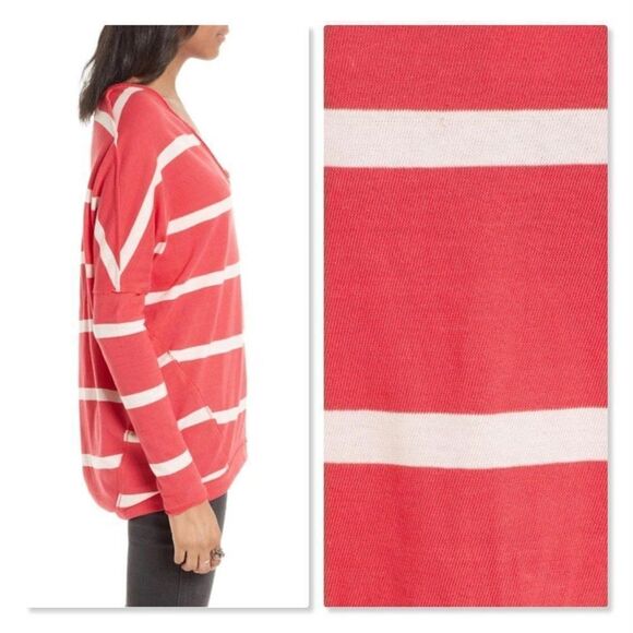 Free People Upstate Stripe Tee size Lg in Red - Picture 6 of 15